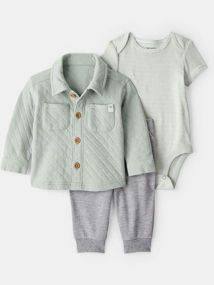 carter's 3-częściowy zestaw w kolorze zielono-szarym rozmiar: 86