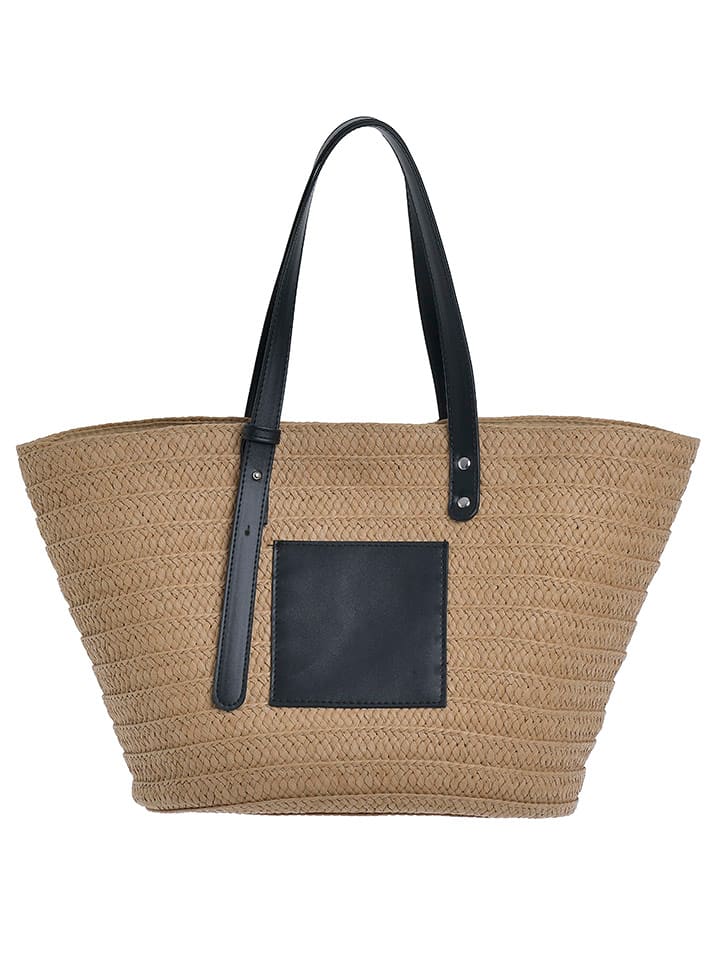 BLE Shopper bag w kolorze jasnobrązowo-czarnym - 47 x 27 cm rozmiar: onesize