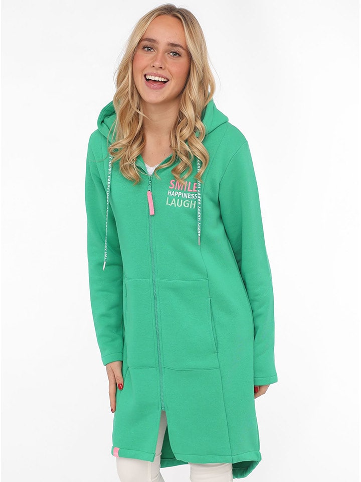 Zwillingsherz Bluza "Smile Happiness Laugh" w kolorze zielonym rozmiar: L/XL