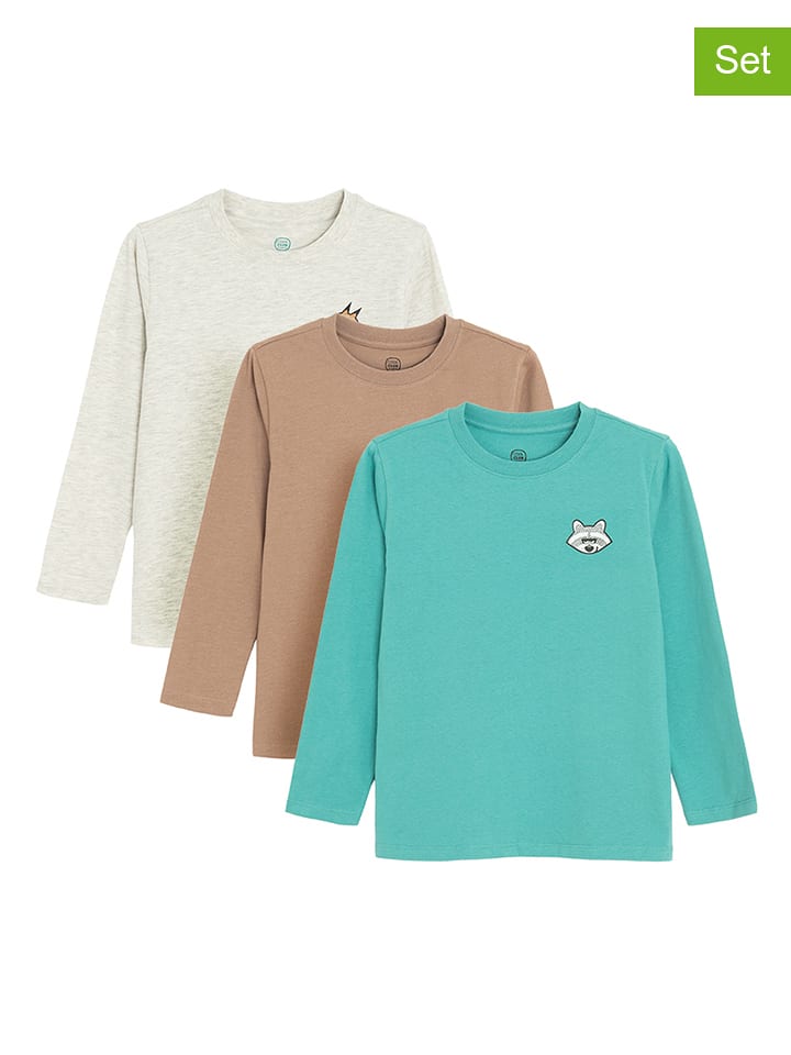 COOL CLUB Koszulki (3 szt.) w kolorze turkusowym, kremowym i jasnobrązowym rozmiar: 104