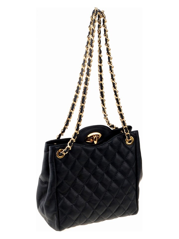 ORE10 Skórzana torebka "Farc" w kolorze granatowym - 28 x 26 x 12 cm rozmiar: onesize