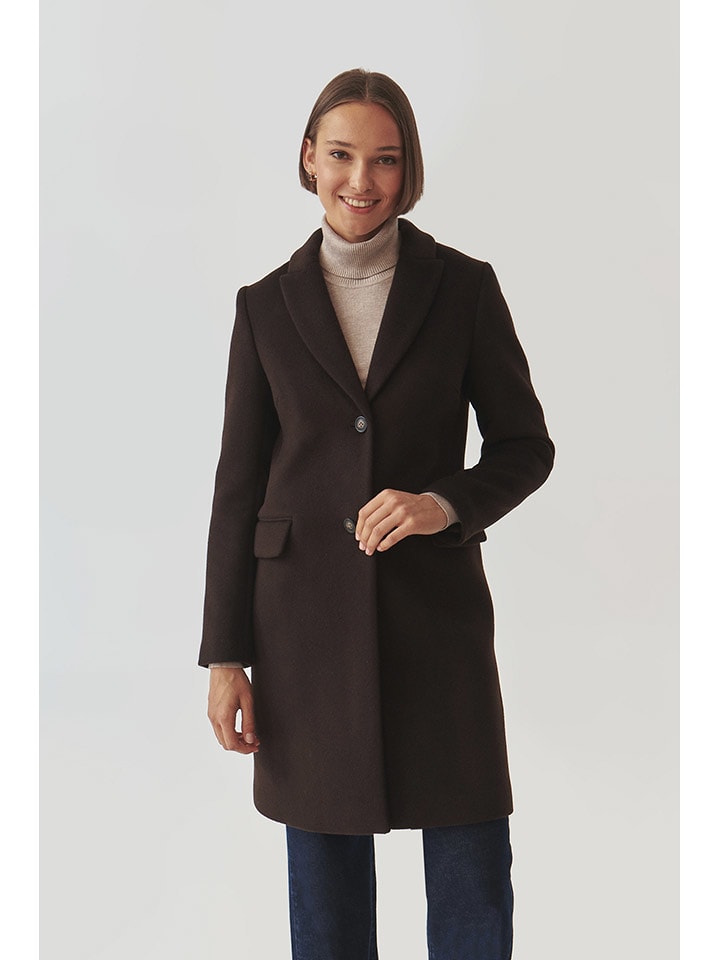 TATUUM Wełniany płaszcz "Sakowia" w kolorze ciemnobrązowym rozmiar: 40
