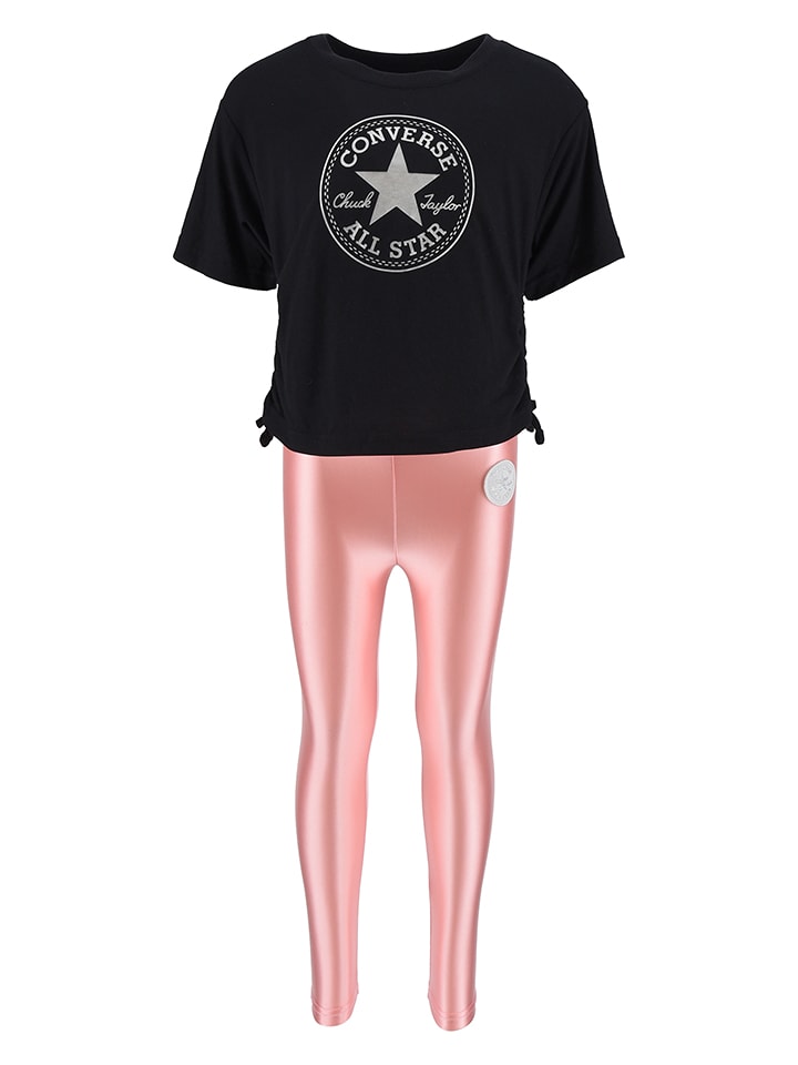 Converse 2-częściowy zestaw w kolorze jasnoróżowo-czarnym rozmiar: 98/104