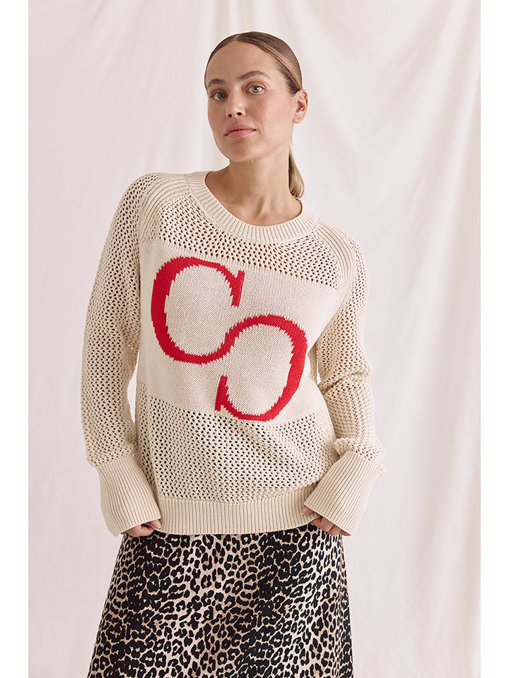 Cotton Candy Sweter "Daliah" w kolorze beżowo-czerwonym rozmiar: XS