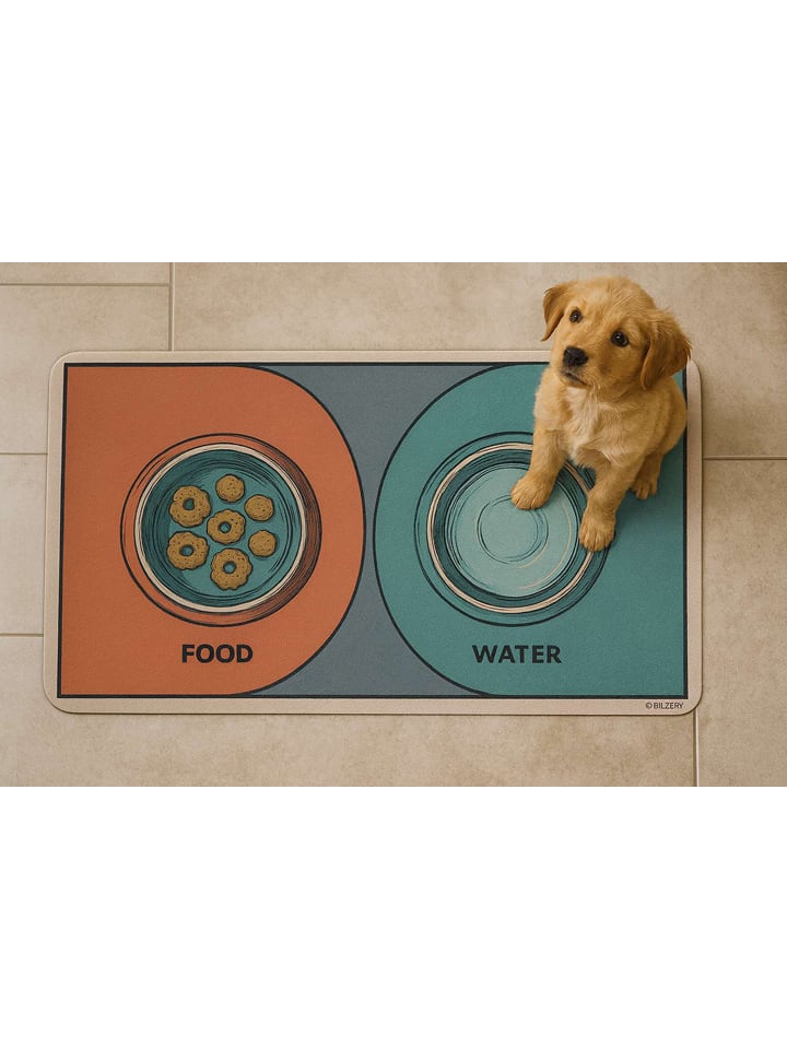 Paws&Whiskers Podkładka w kolorze turkusowo-pomarańczowym pod miski - 40 x 70 cm rozmiar: onesize