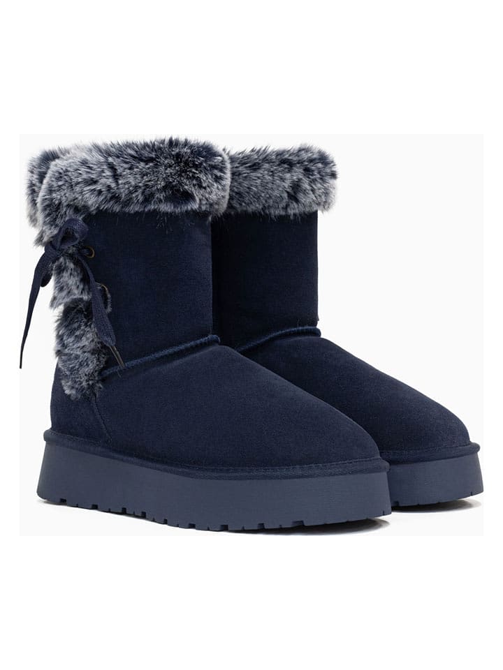 Gooce Skórzane kozaki zimowe "Alissa" w kolorze granatowym rozmiar: 39