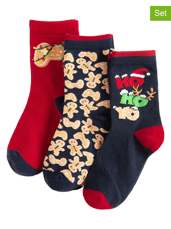 COOL CLUB Skarpety (3 pary) w kolorze czerwono-granatowym rozmiar: 37/39