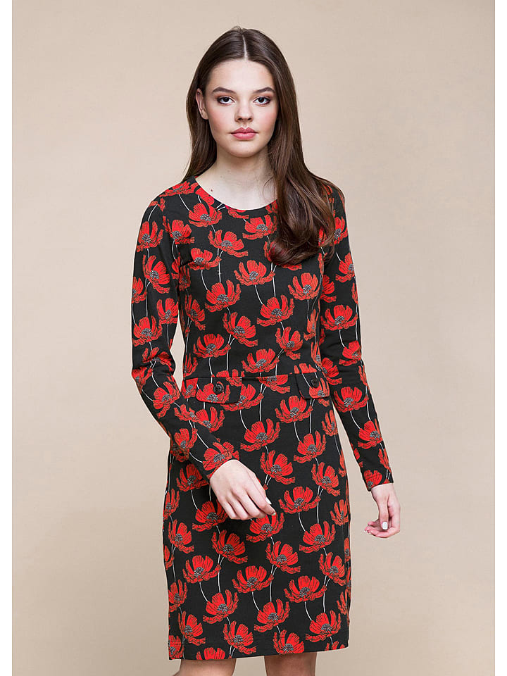 4funkyflavours Sukienka "I Come For Your Love" w kolorze czerwono-czarnym rozmiar: L