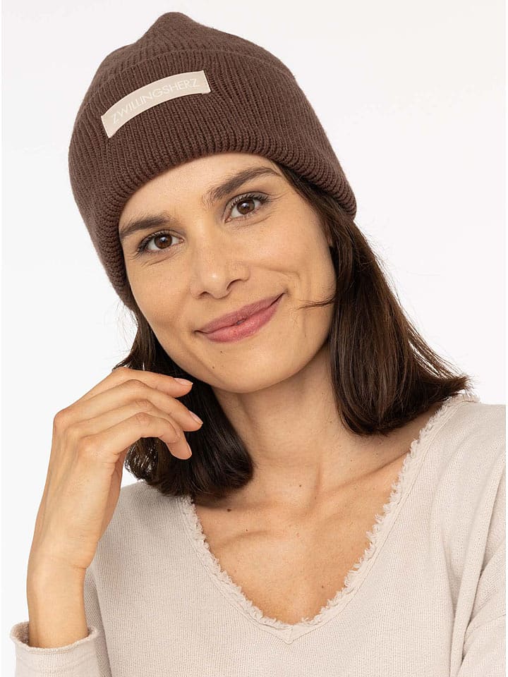 Zwillingsherz Czapka w kolorze brązowym rozmiar: onesize