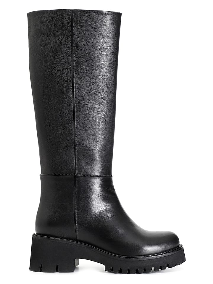 Cafe Noir Skórzane kozaki w kolorze czarnym rozmiar: 40