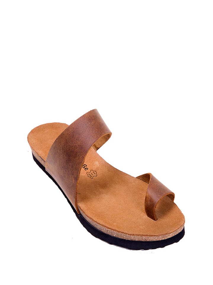 Comfortfusse Skórzane japonki w kolorze brązowym rozmiar: 37