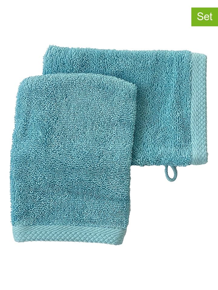Soft by Perle de Coton Myjki (2 szt.) "Epo" w kolorze turkusowym rozmiar: 16x21 cm