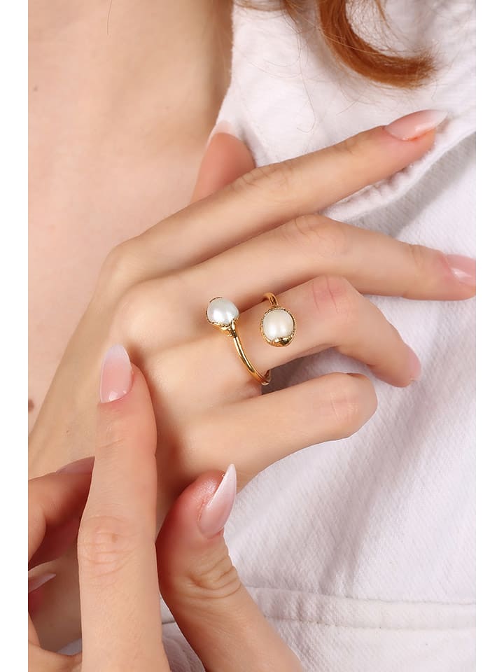 Pierres delicates Pozłacany pierścionek z perłami rozmiar: onesize