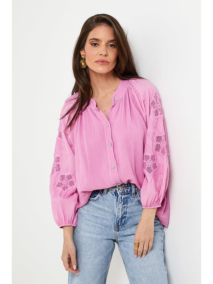 Rodier Lin Lniana bluzka w kolorze jasnoróżowym rozmiar: XL/XXL