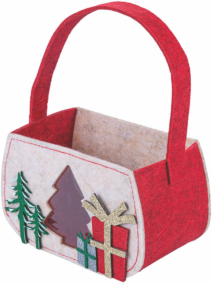 Villa d´Este Torebka dekoracyjna "Xmas" w kolorze czerwono-białym - wys. 9,5 cm rozmiar: onesize