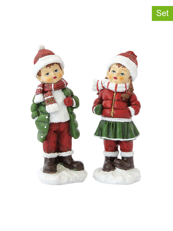 Easy Life Figurki dekoracyjne (2 szt.) "Baby" w kolorze czerwono-zielonym - dł. 20,5 cm rozmiar: onesize