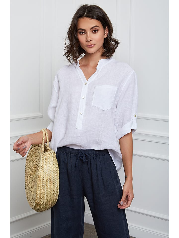 Fleur de Lin Lniana bluzka "Helly" w kolorze białym rozmiar: L