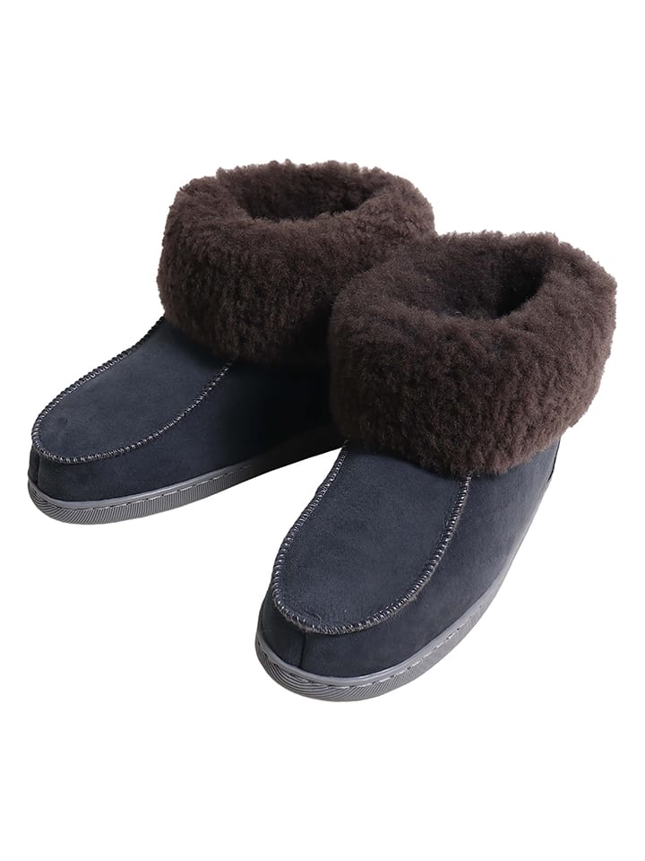 Kaiser Naturfellprodukte H&L Kapcie wełniane "Oslo" w kolorze antracytowym rozmiar: 43