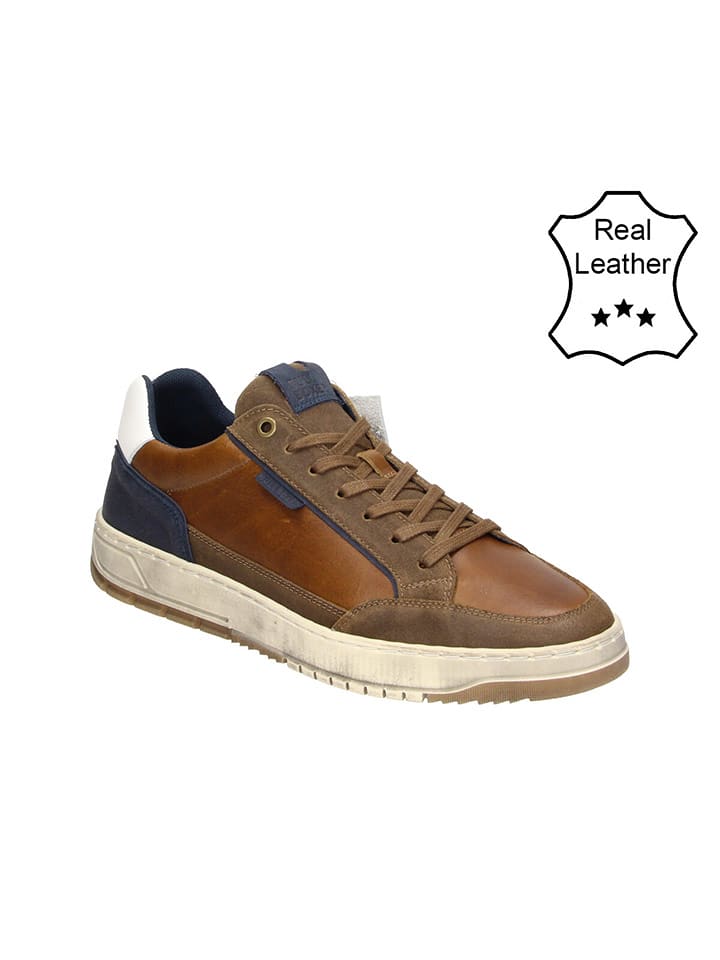 Bullboxer Skórzane sneakersy w kolorze jasnobrązowo-granatowym rozmiar: 44