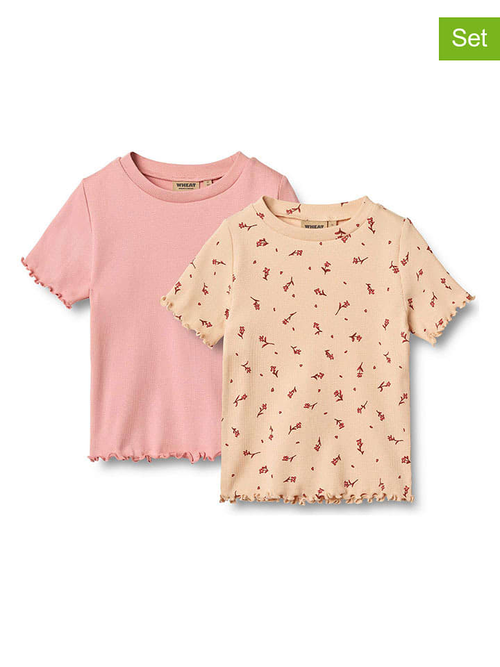 Wheat Koszulki (2 szt.) w kolorze pomarańczowo-jasnoróżowym rozmiar: 104