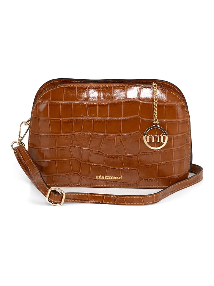 Mia Tomazzi Skórzana torebka w kolorze jasnobrązowym - 24 x 17 x 9 cm rozmiar: onesize