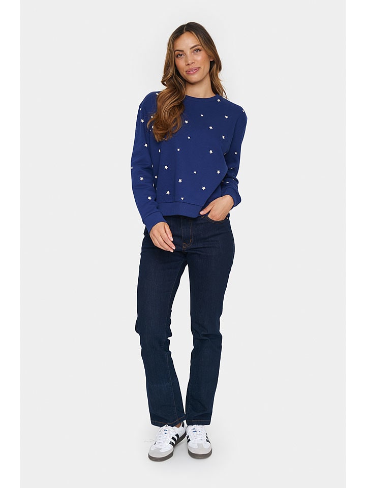 SAINT TROPEZ Sweter "Zagna" w kolorze granatowo-białym rozmiar: L