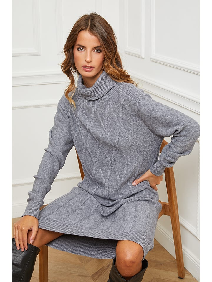 Joséfine Sukienka dzianinowa "Bernie" w kolorze szarym rozmiar: S