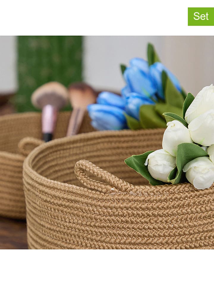 ABERTO DESIGN Koszyki (2 szt.) w kolorze jasnobrązowym - 32 x 12 x 20 cm rozmiar: onesize