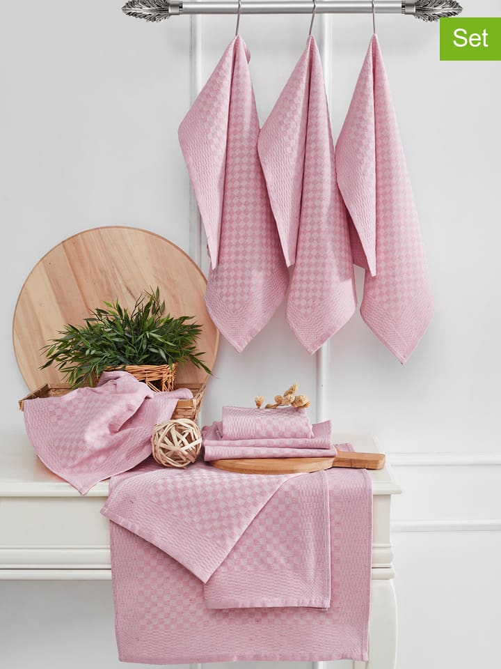 Colourful Cotton Ściereczki (10 szt.) w kolorze jasnoróżowym do naczyń rozmiar: 40x60 cm