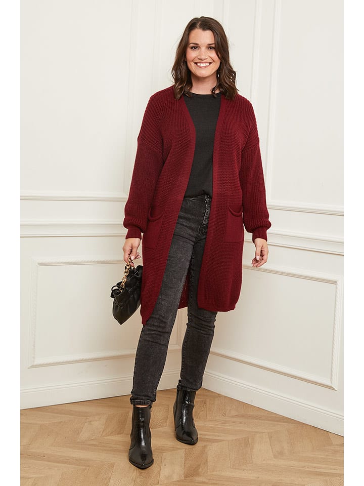 Curvy Lady Kardigan w kolorze bordowym rozmiar: 40/42
