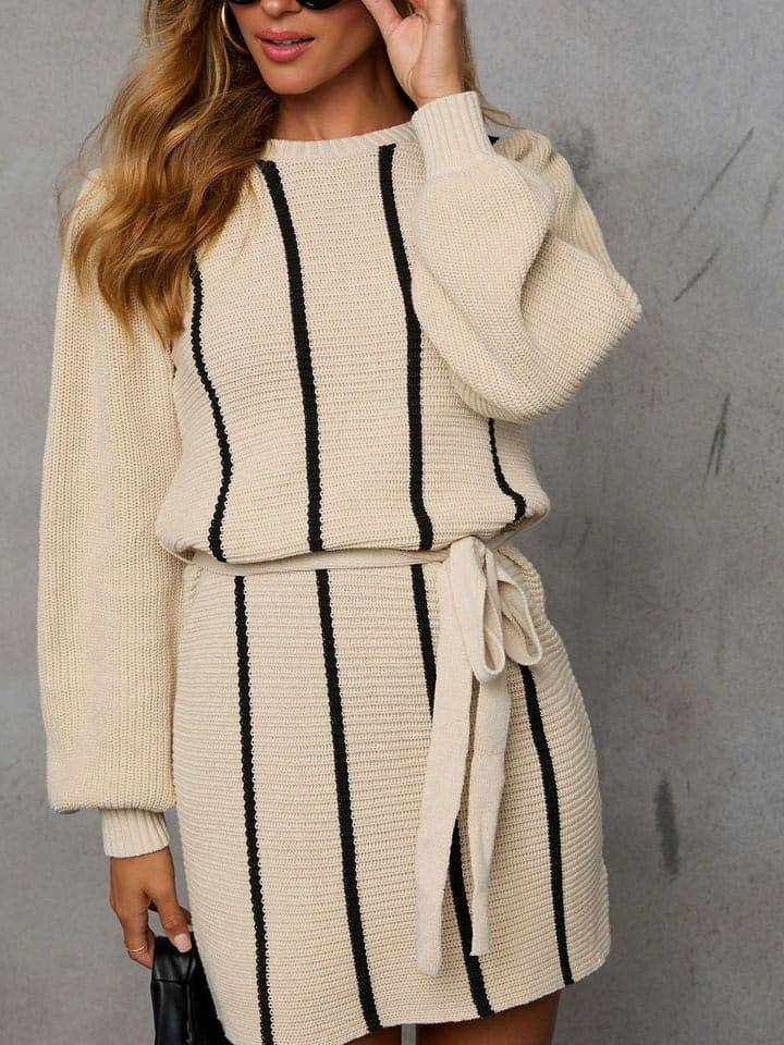 Milan Kiss Sukienka dzianinowa w kolorze kremowo-czarnym rozmiar: L