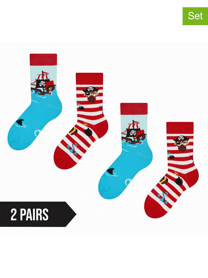 Dedoles Skarpety (2 pary) w kolorze turkusowo-czerwonym rozmiar: 31-34