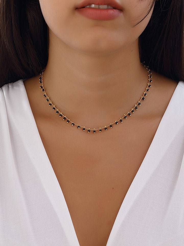 Nakkash Pozłacany naszyjnik z kryształami - dł. 42 cm rozmiar: onesize