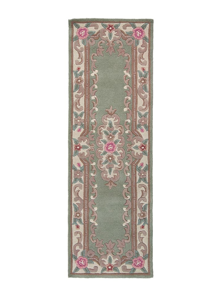 Flair Rugs Wełniany chodnik w kolorze zielonym ze wzorem rozmiar: 75x150 cm