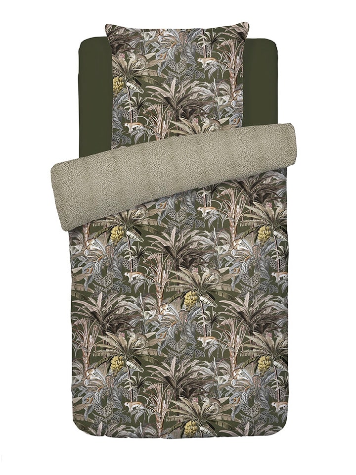 Chevignon Komplet pościeli satynowej "Sauvage" w kolorze zielonym rozmiar: 135x200 cm