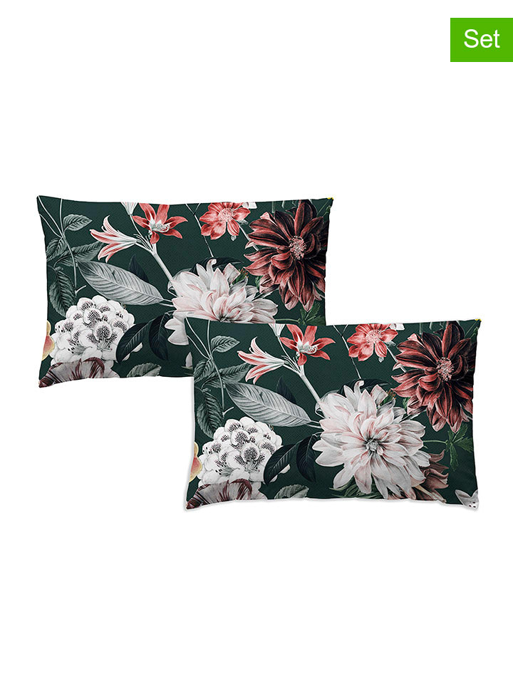 Monsun Poszewki (2 szt.) "Alur" w kolorze zielonym ze wzorem rozmiar: 50x80 cm