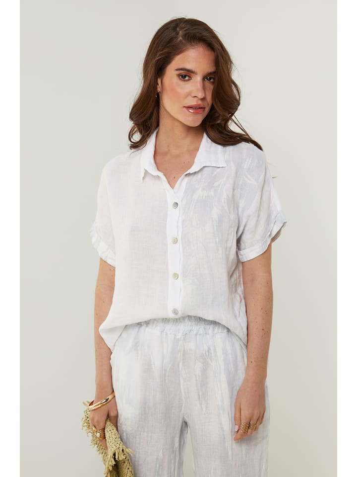 Rodier Lin Lniana bluzka w kolorze białym rozmiar: S/M