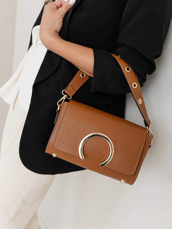 Lia Biassoni Skórzana torebka "Solano" w kolorze jasnobrązowym - 24 x 16 x 8 cm rozmiar: onesize