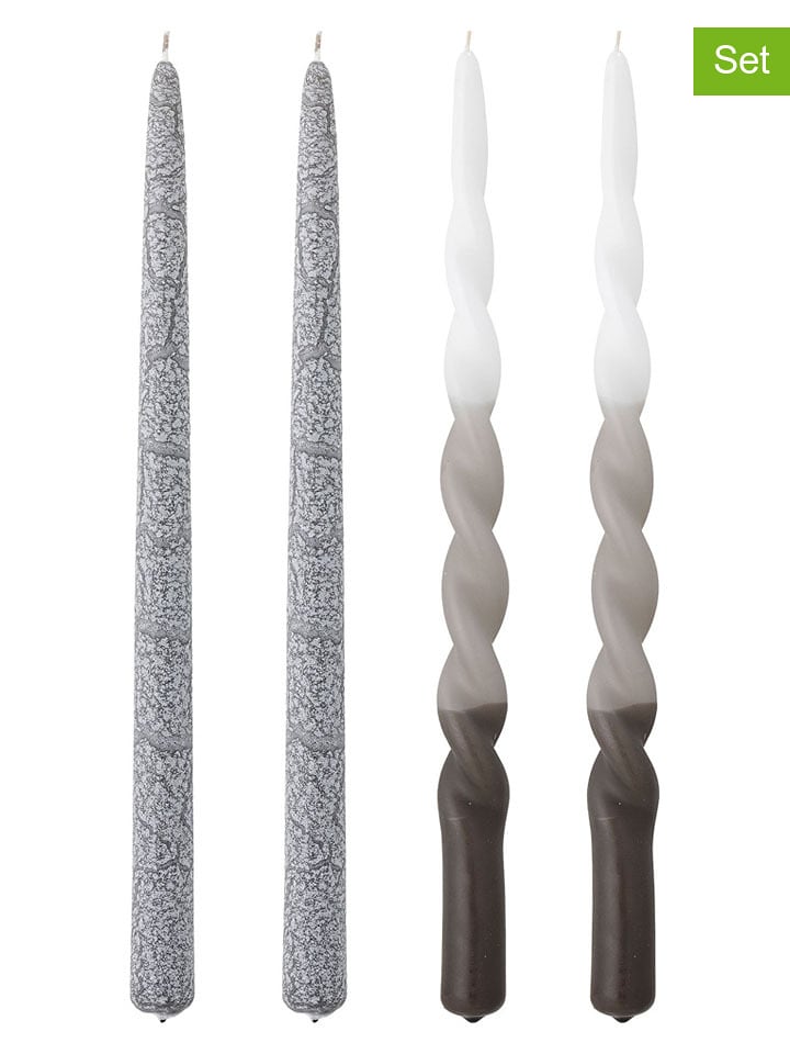 Bloomingville Świece (4 szt.) "Frost" w kolorze szarym - 4x 75 g rozmiar: onesize
