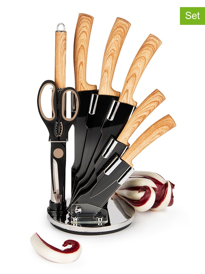Trendy Kitchen by EXCÉLSA 8-częściowy zestaw "Wood" w kolorze jasnobrązowo-czarnym rozmiar: onesize