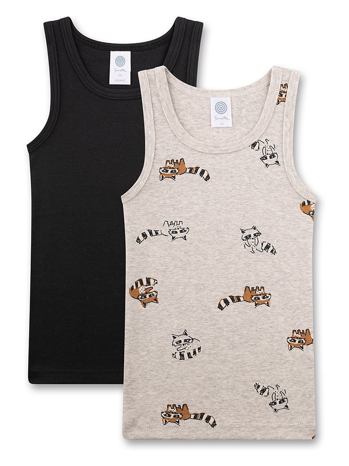 Sanetta Podkoszulki (2 szt.) w kolorze czarnym i beżowym rozmiar: 140