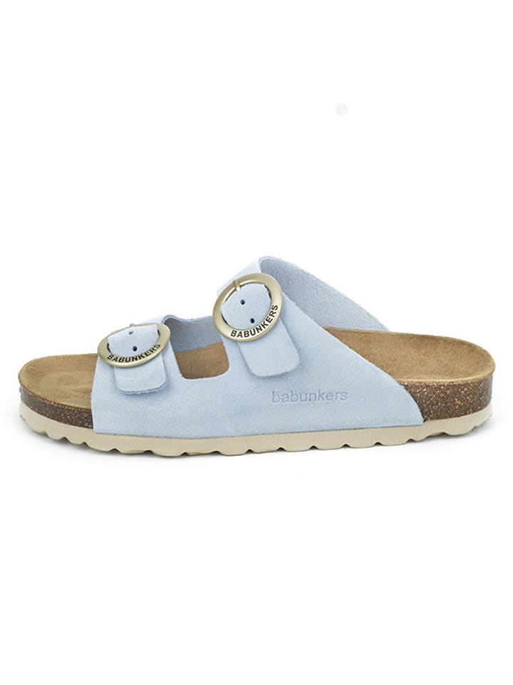 BABUNKERS Family Skórzane klapki w kolorze błękitnym rozmiar: 40