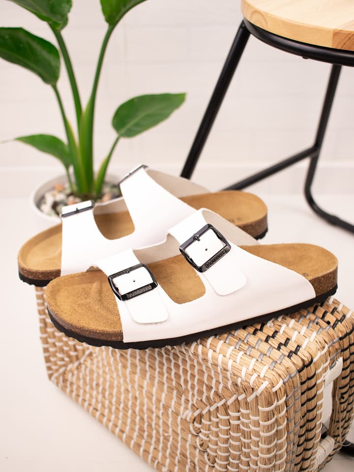 BABUNKERS Family Skórzane klapki w kolorze białym rozmiar: 43