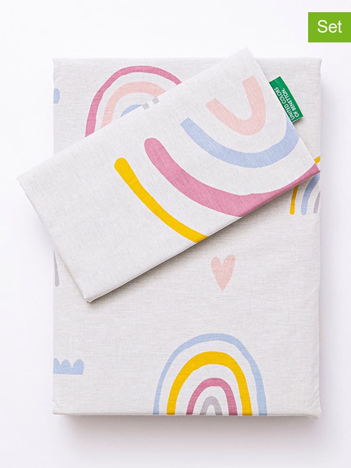 Benetton 3-częściowy komplet pościeli w kolorze białym ze wzorem rozmiar: 150x200 cm