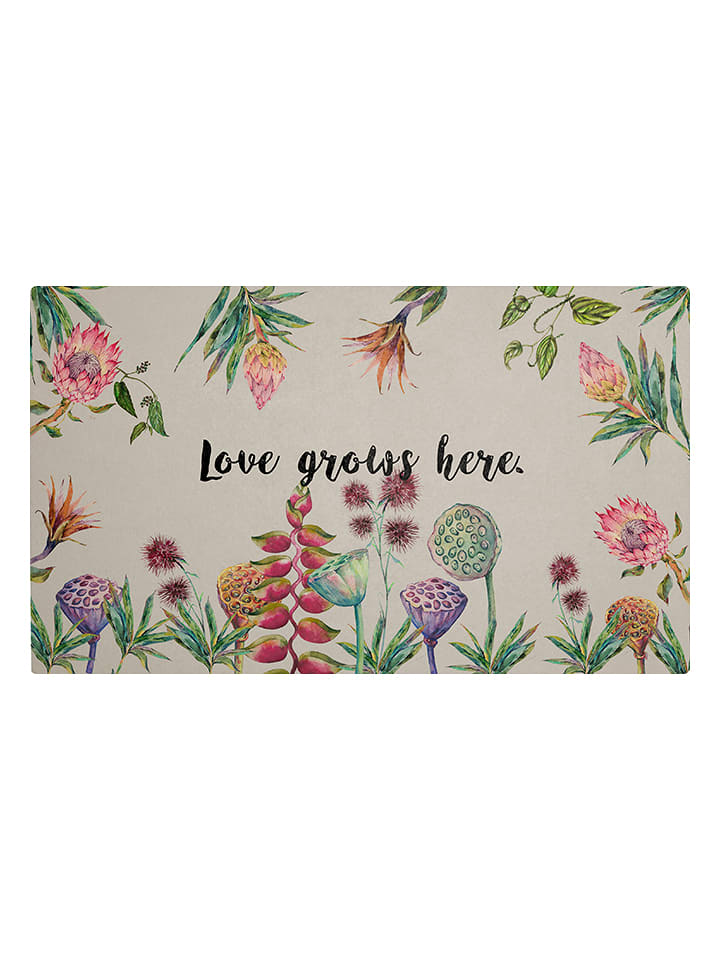 Madre Selva Wycieraczka "Flores Salvajes" w kolorze kremowym ze wzorem - 70 x 40 cm rozmiar: onesize