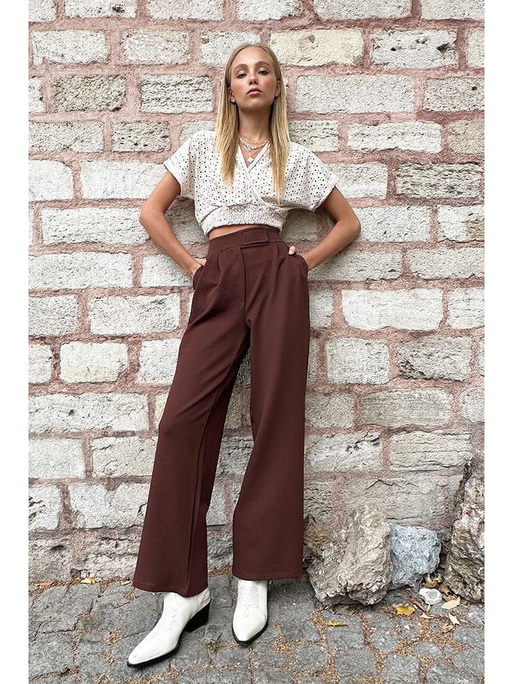 Trend Alaçatı Stili Spodnie w kolorze brązowym rozmiar: XL