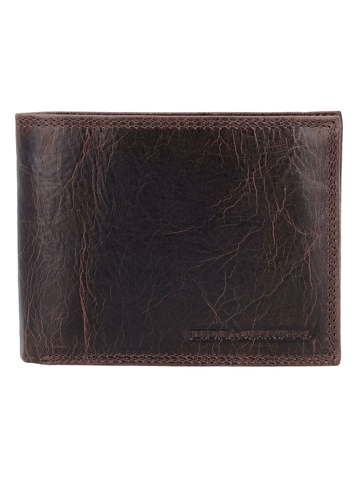 HIDE & STITCHES Skórzany portfel w kolorze brązowym - 12 x 10 x 2 cm rozmiar: onesize