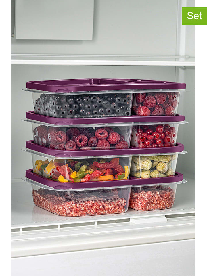 Violeta Home Pojemniki (4 szt.) w kolorze fioletowym - 24 x 15 x 5 cm rozmiar: onesize