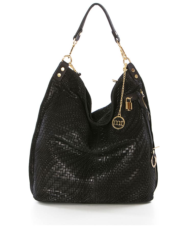 Mia Tomazzi Skórzana torebka w kolorze czarnym - 42 x 38 x 17 cm rozmiar: onesize