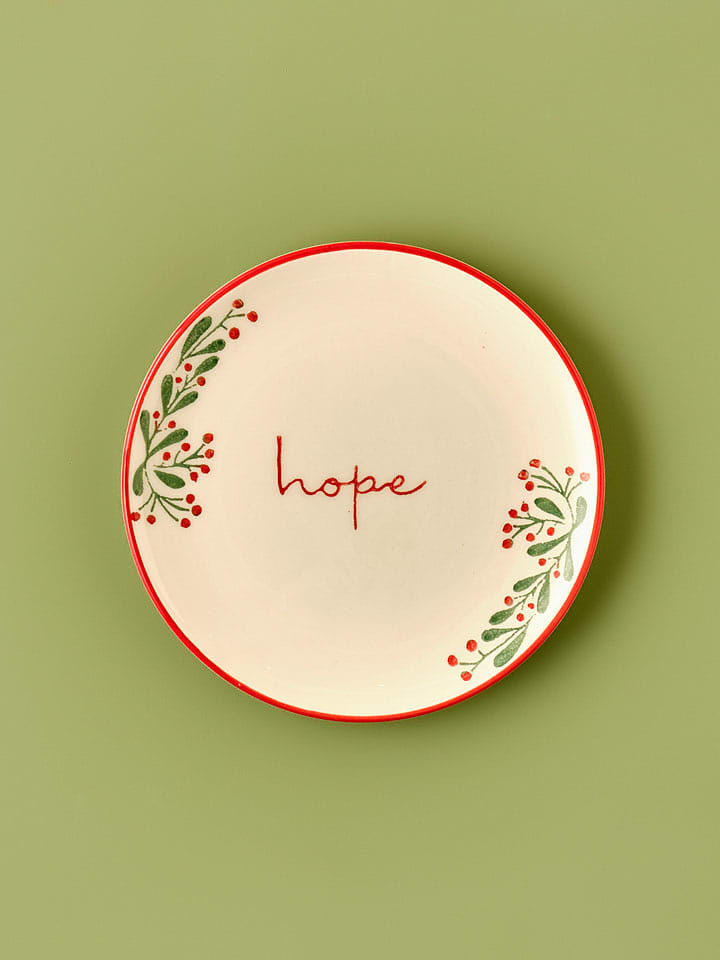 BELLA MAISON Talerz śniadaniowy "Hope" w kolorze kremowo-czerwonym - Ø 20 cm rozmiar: onesize